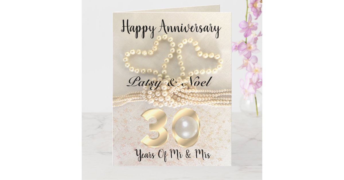 Personalised Pearl 30th Wedding Anniversary Card | Zazzle