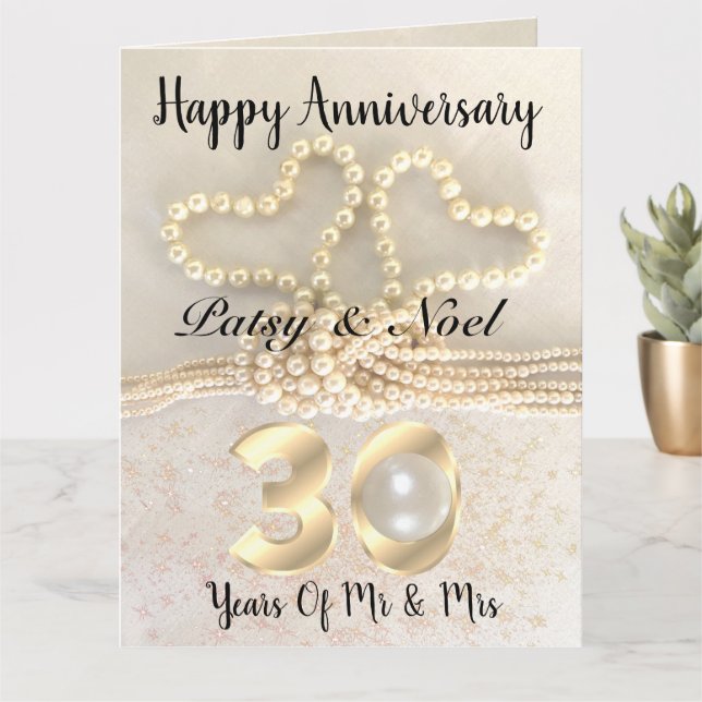 Personalised Pearl 30th Wedding Anniversary Card (Small Plant)