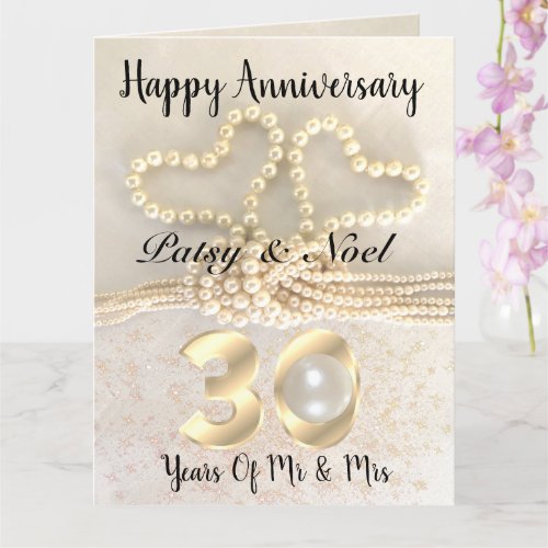 Personalised Pearl 30th Wedding Anniversary Card