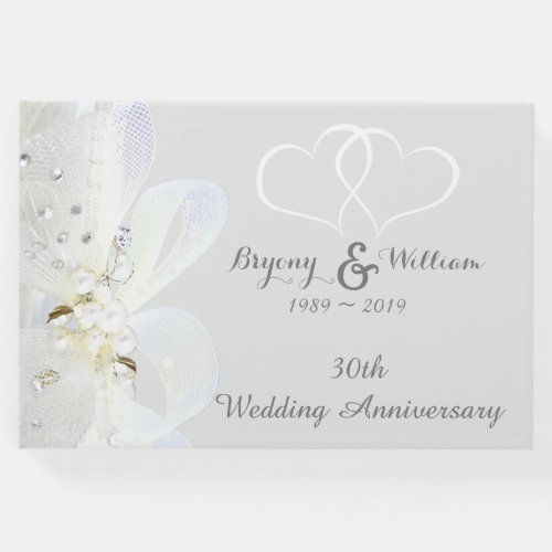 Personalised Pearl 30th Wedding Anniversary Guest Book