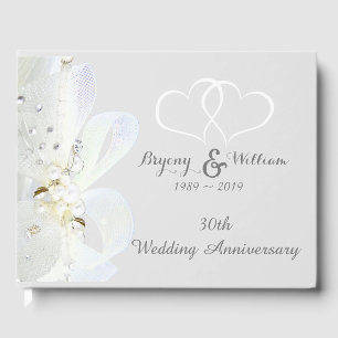 Personalised Pearl 30th Wedding Anniversary Guest Book