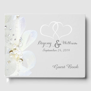 Personalised Pearls And Lace Wedding Guest Book