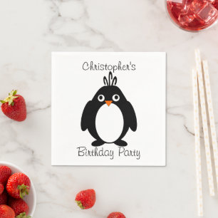 Personalised Penguin Birthday Party Paper Napkins