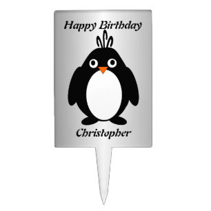 Personalised Penguin Design Birthday Cake Topper