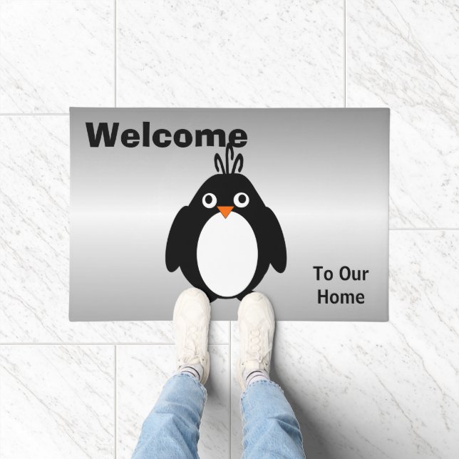 Personalised Penguin Design Doormat (Indoor)