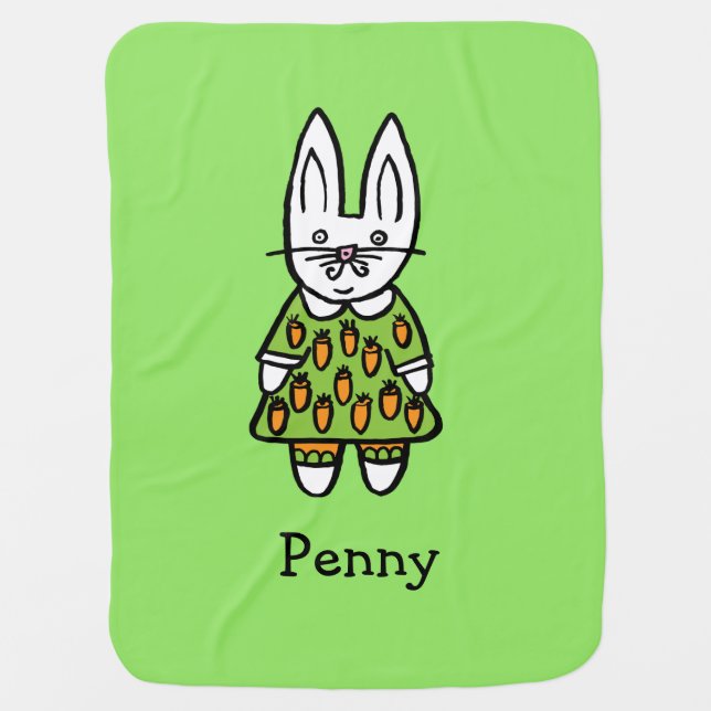 Personalised Penny the Rabbit Baby Blanket (Front)