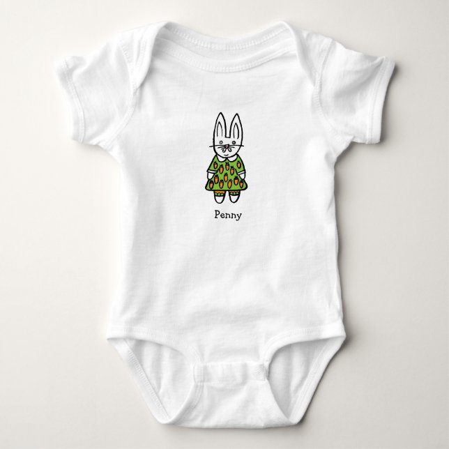 Personalised Penny the Rabbit Baby Bodysuit (Front)