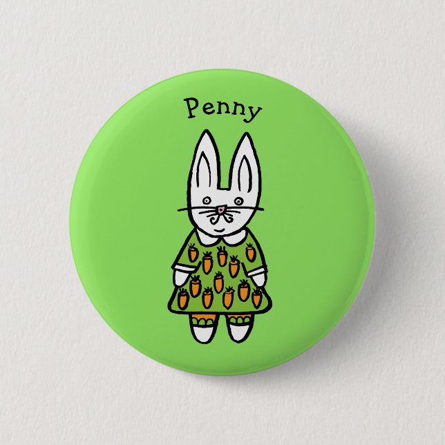 Personalised Penny the Rabbit Button (Front)