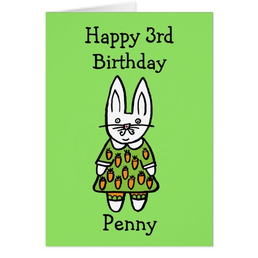 Personalised Penny the Rabbit Cards (Front)