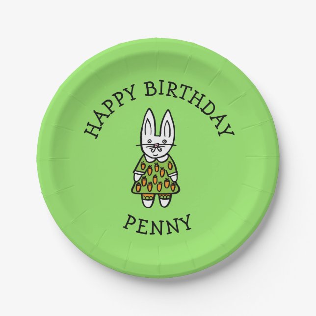 Personalised Penny the Rabbit Paper Plates (Front)