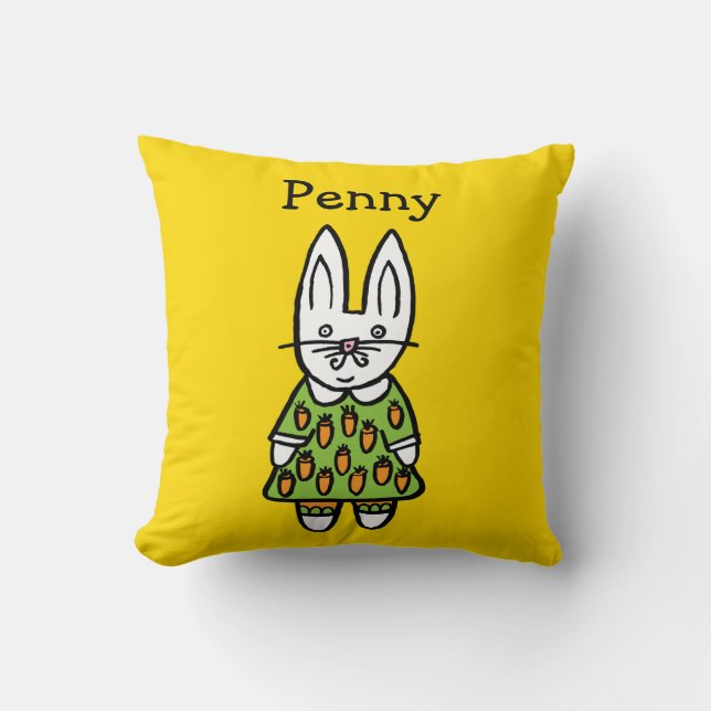 Personalised Penny the Rabbit Throw Pillow (Front)