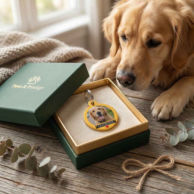 Personalised Pet ID Tag Cute Yellow Photo (Creator Uploaded)