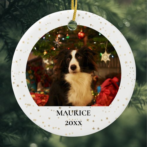 Personalised Pet Photo Name Year Ceramic Ornament