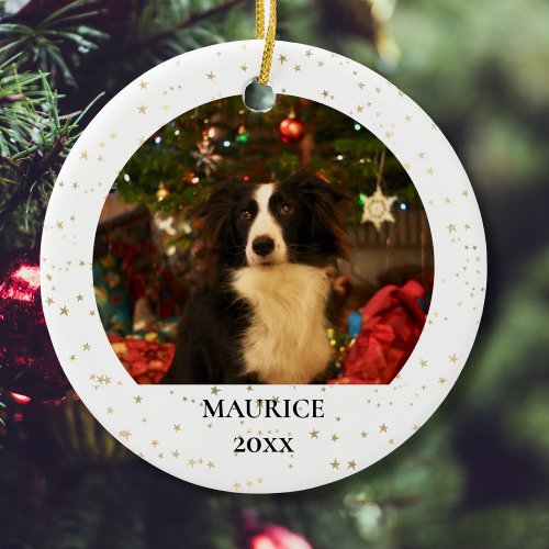 Personalised Pet Photo Name Year Ceramic Ornament