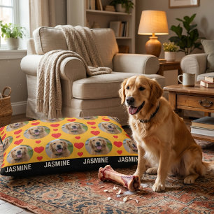 Personalised Pet Pillow Cute Hearts Pattern Yellow