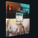 Personalised Photo 50th Birthday Collage Canvas<br><div class="desc">Personalized photo collage birthday canvas template for 50th or any special birthday. Custom birthday canvas collage.</div>