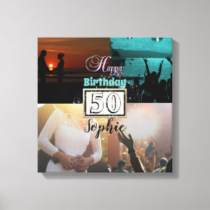 Personalised Photo 50th Birthday Collage Canvas