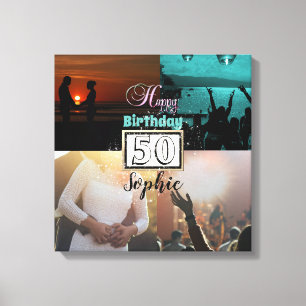 Personalised Photo 50th Birthday Collage Canvas Print