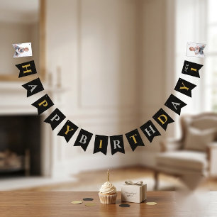 Personalised Photo All Age Diy Happy Birthday With Bunting Flags