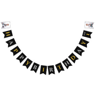 Personalised Photo All Age Diy Happy Birthday With Bunting Flags