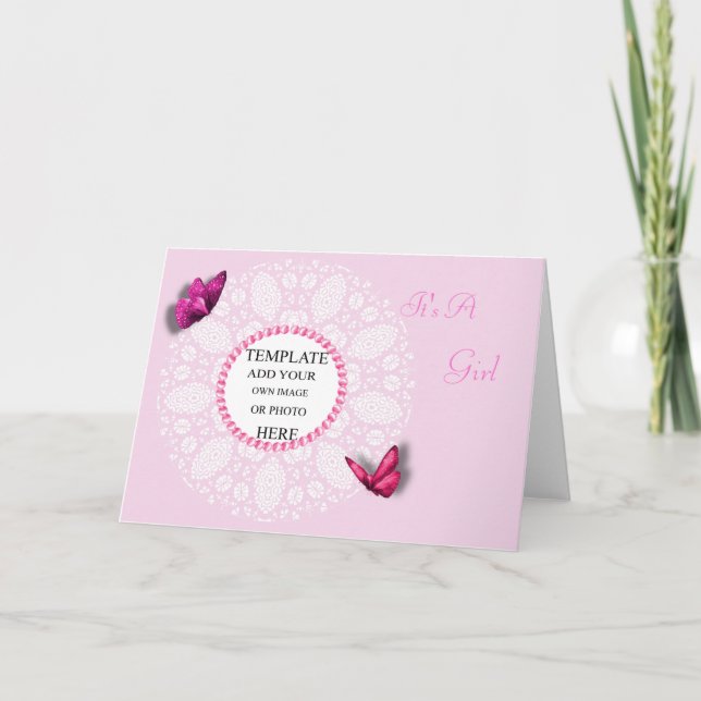 Personalised Photo Baby Girl Cards Template (Front)