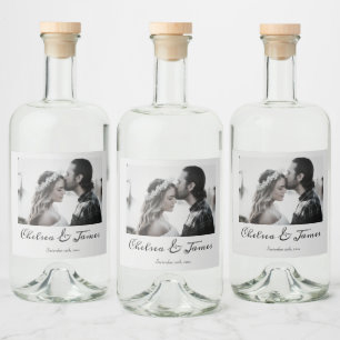 Personalised Photo Calligraphy Wedding Engagement Liquor Bottle Label