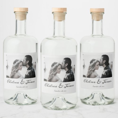 Personalised Photo Calligraphy Wedding Engagement  Liquor Bottle Label