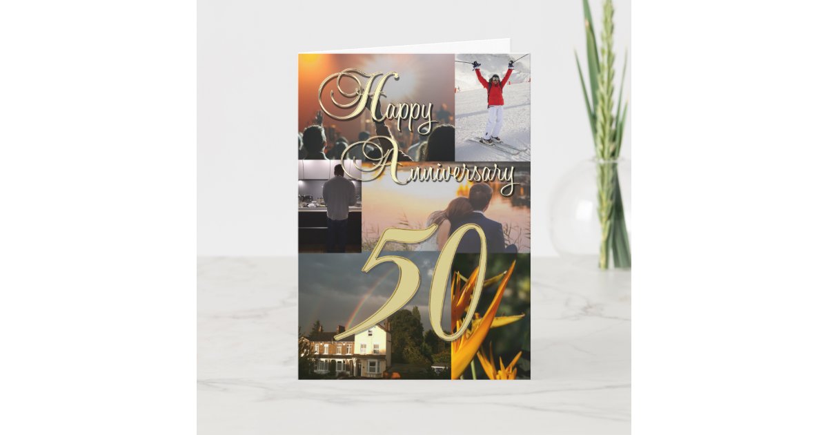 personalised-photo-collage-50th-anniversary-card-zazzle