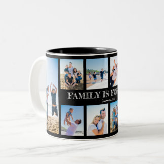 Personalised photo collage of 10 photos  Two-Tone coffee mug