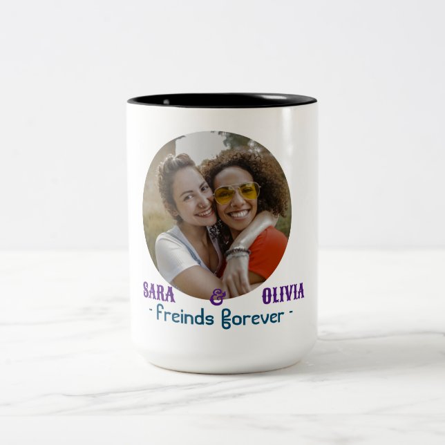 PERSONALISED PHOTO COLLEGE FRIENDS FOREVER  GIFT Two-Tone COFFEE MUG (Center)