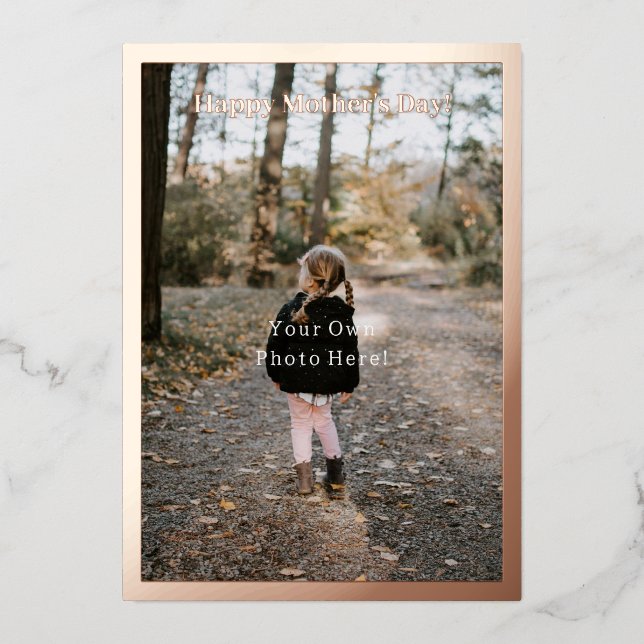 Personalised Photo Foil Mother's Day Card. Invitation (Front)
