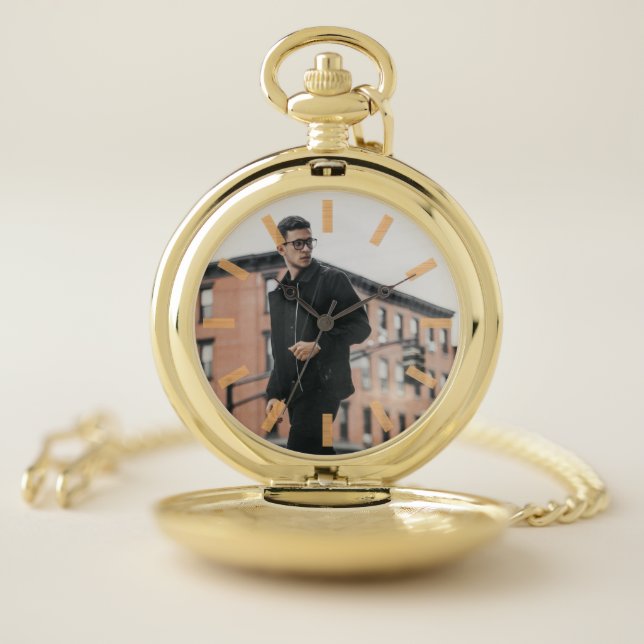 Personalised Photo Gold Engraved With Picture Pocket Watch (Inside)