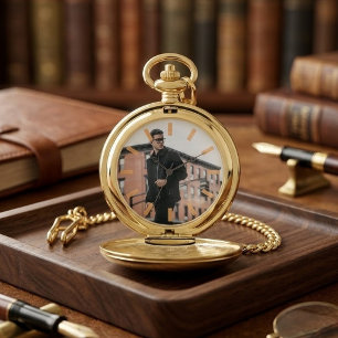 Personalised Photo Gold Engraved With Picture Pocket Watch