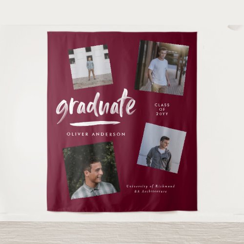 Personalised Photo Graduation Tapestry | Burgundy