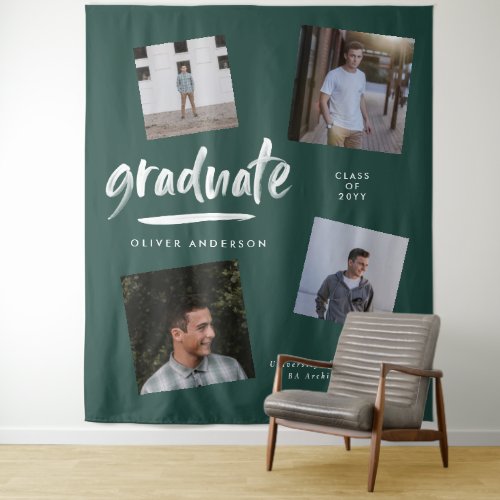 Personalised Photo Graduation Tapestry | green