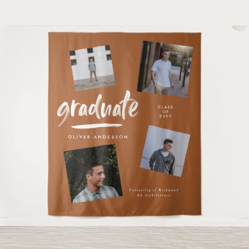 Personalised Photo Graduation Tapestry | Navy Blue