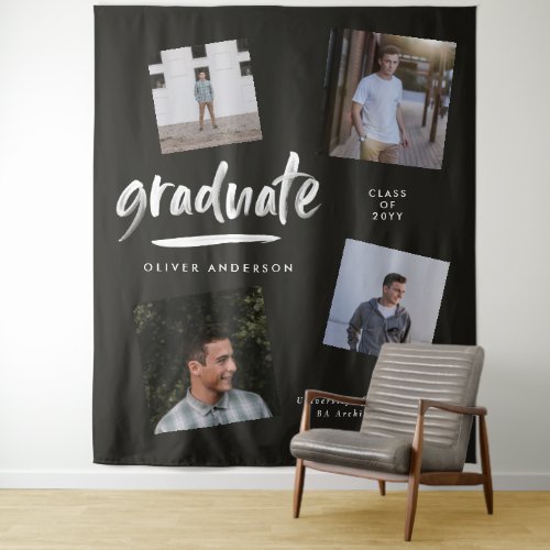Personalised Photo Graduation Tapestry | Navy Blue