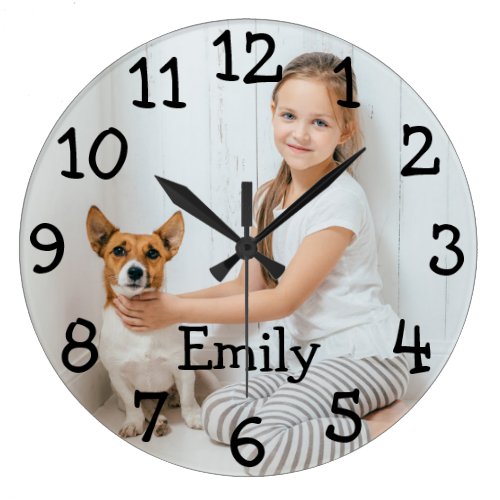Personalised Photo Name Large Clock