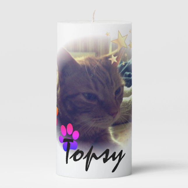 Personalised Photo Pet Cat Memorial Candle (Front)