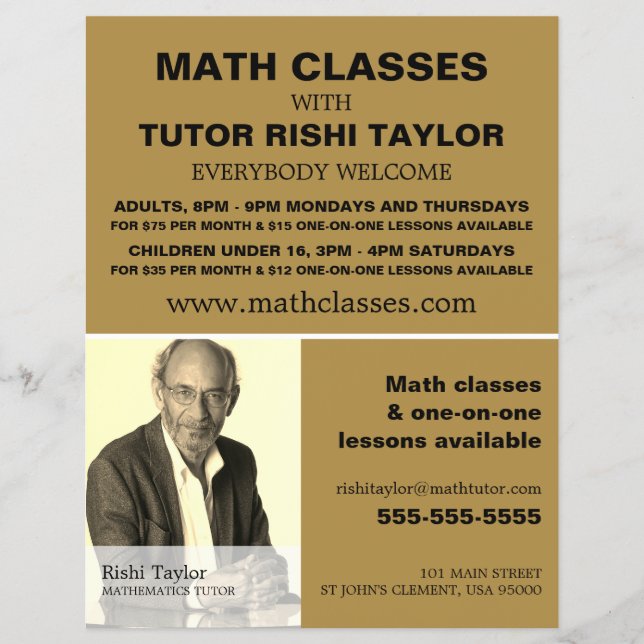 Personalised Photograph, Math Classes Advertising Flyer (Front)