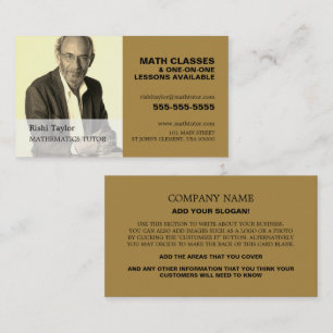 Personalised Photograph, Math Tutor, Teacher Business Card
