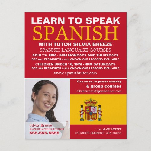 Personalised Photograph Spanish Language Course Flyer