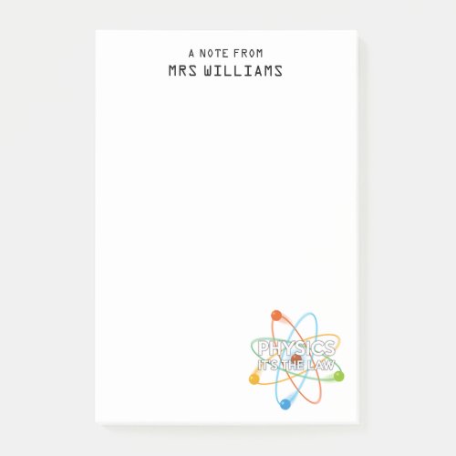 Personalised PHYSICS ITS THE LAW Fun Science Post_it Notes
