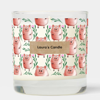 Personalised Pig Pattern Candle – Cute Farm Animal