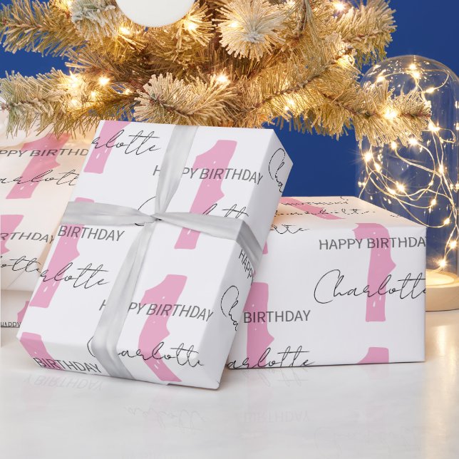 Personalised Pink 1st 2nd 3rd 10th Birthday Party Wrapping Paper (Holidays)