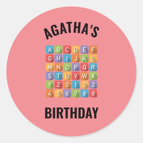 Personalised Pink Alphabet Sticker For Birthday