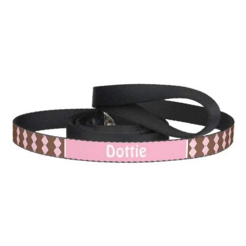 Personalised pink and brown pattern pet leash