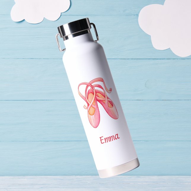 Personalised Pink Ballet Shoes Water Bottle (Creator Uploaded)