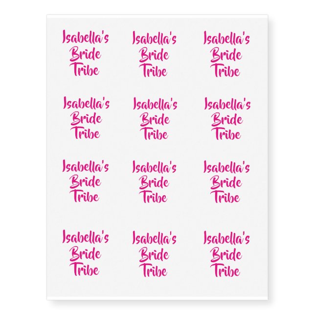 Personalised Pink Bride Tribe Gold Temporary Tattoos (Front)