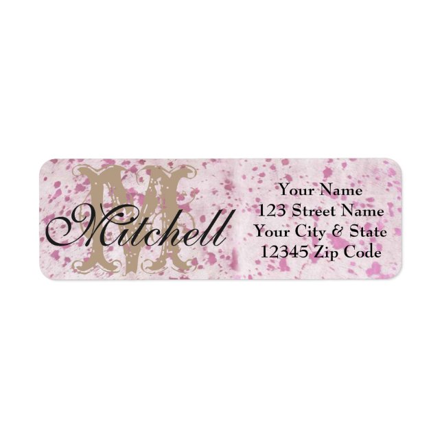 Personalised Pink Cowhide Return address labels (Front)